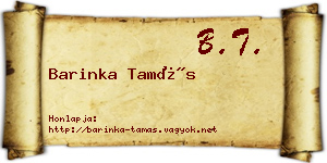 Barinka Tamás névjegykártya